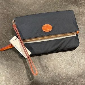 NWT dooney & bourke expanding fold over zip wristlet - navy nylon